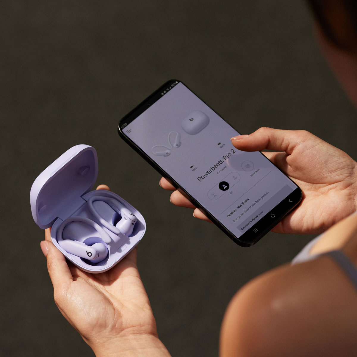 Screens demonstrating the functions of the Beats App for Android