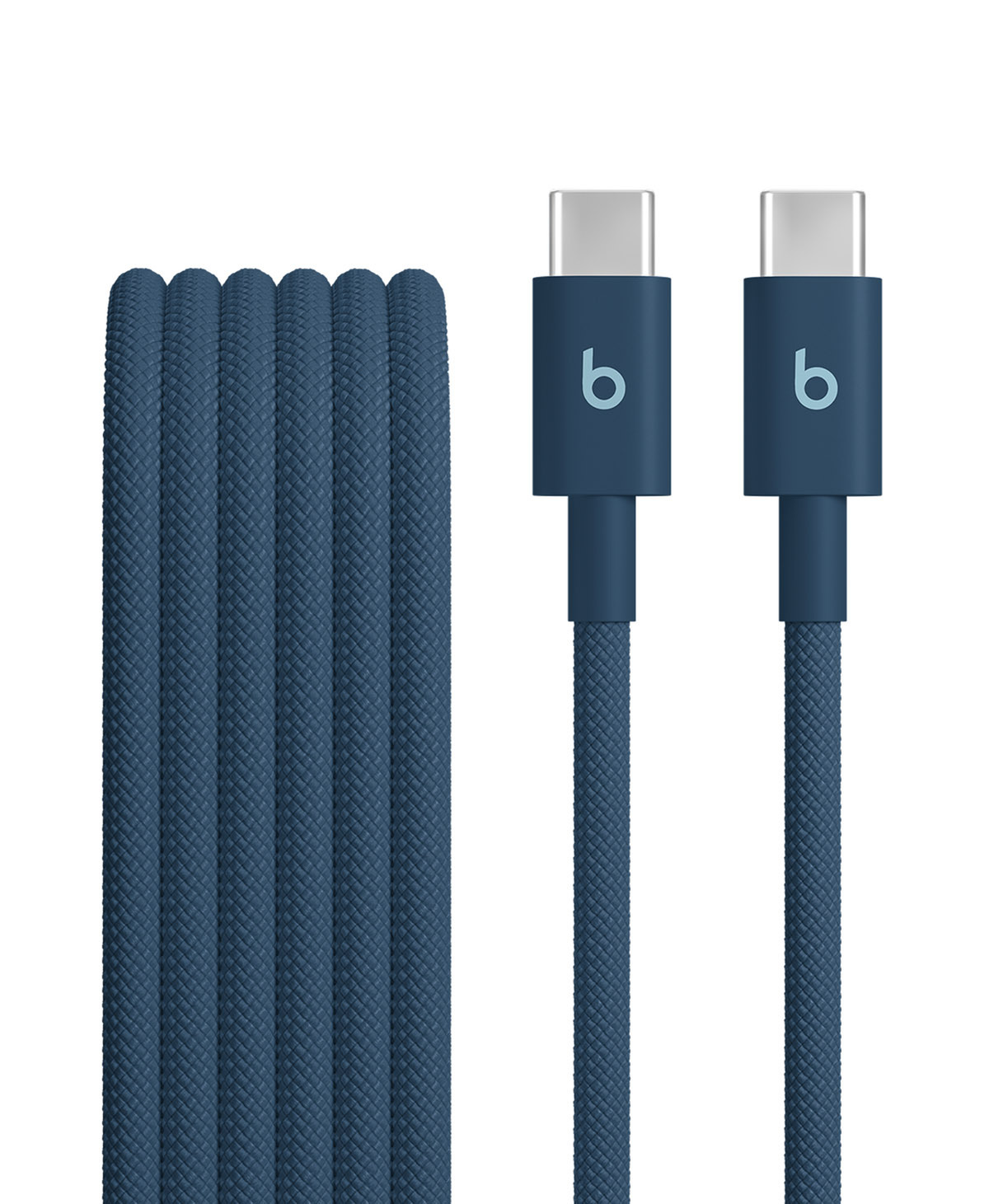 Close-up of Beats USB-C to USB-C Woven Cable in Nitro Navy