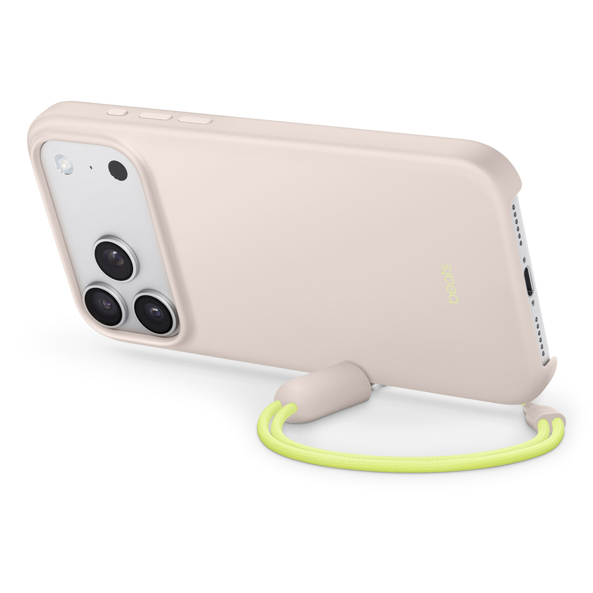 Close-up of Beats iPhone 17 Pro Max Kickstand Case in Limestone