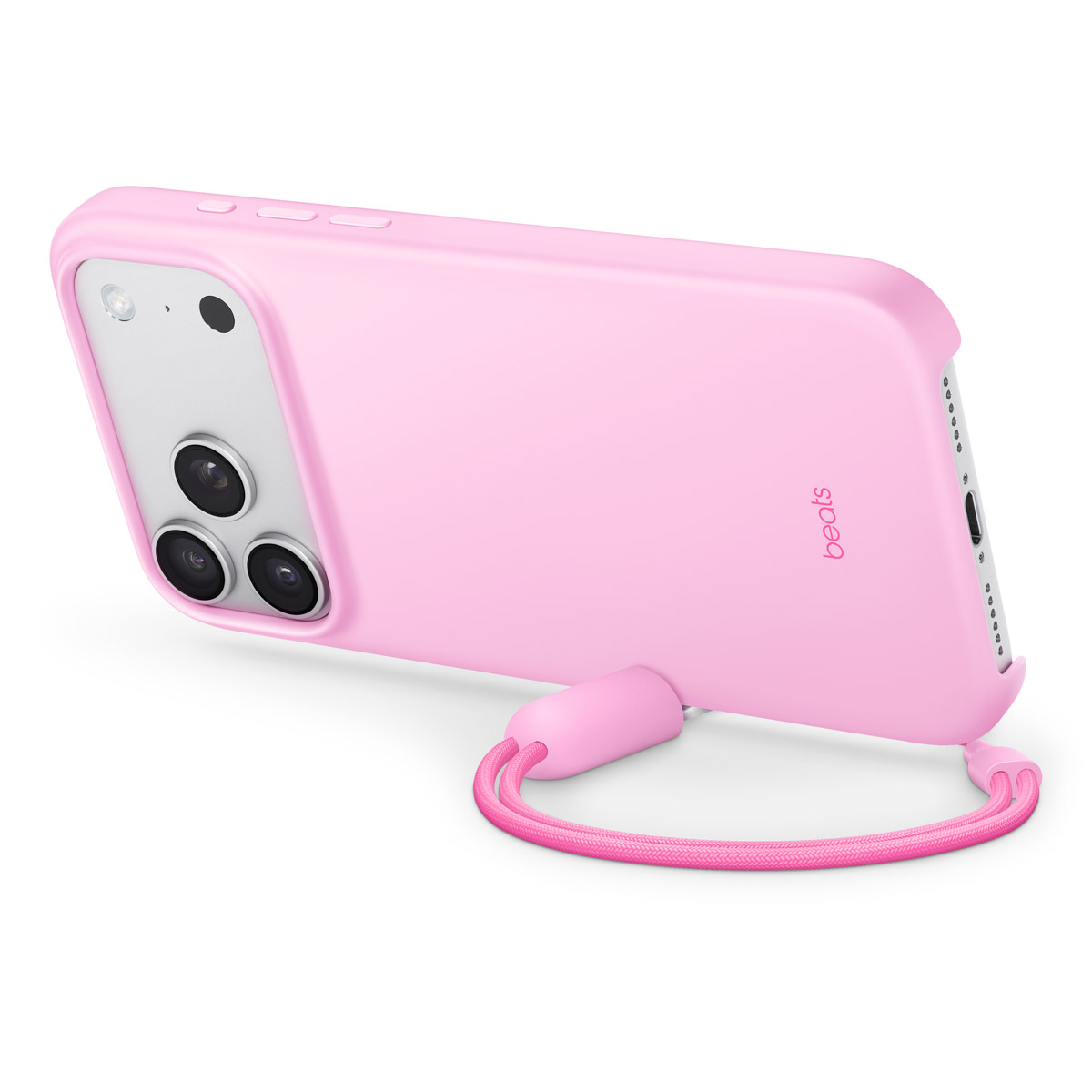 Close-up of Beats iPhone 17 Pro Max Kickstand Case in Pebble Pink