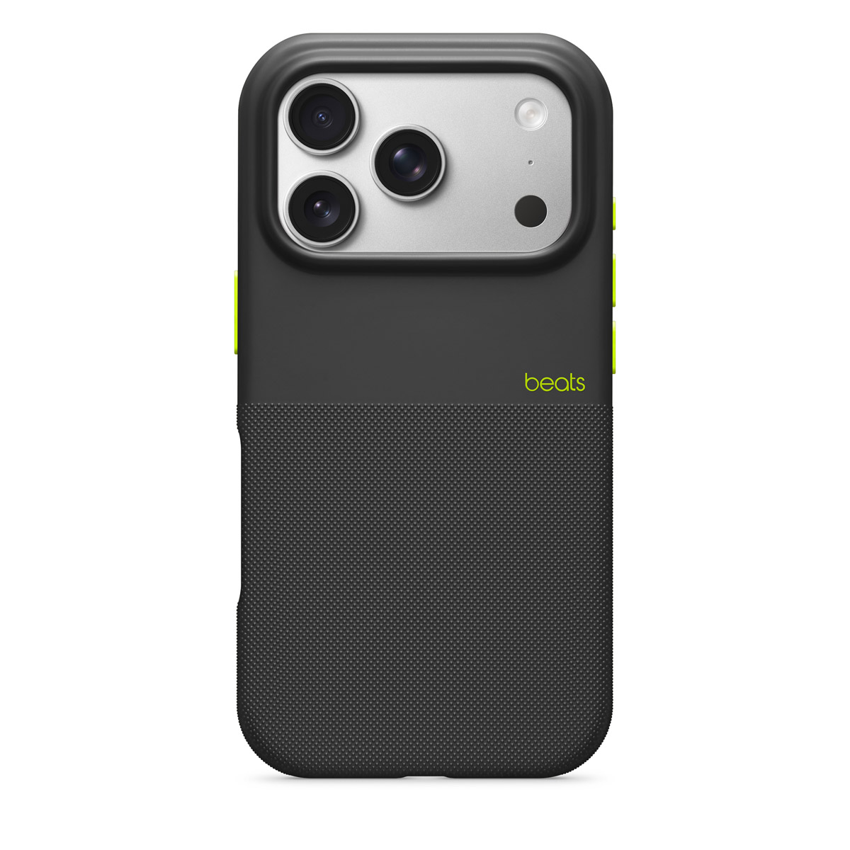 Close-up of Beats iPhone 17 Pro Rugged Case in Everest Black