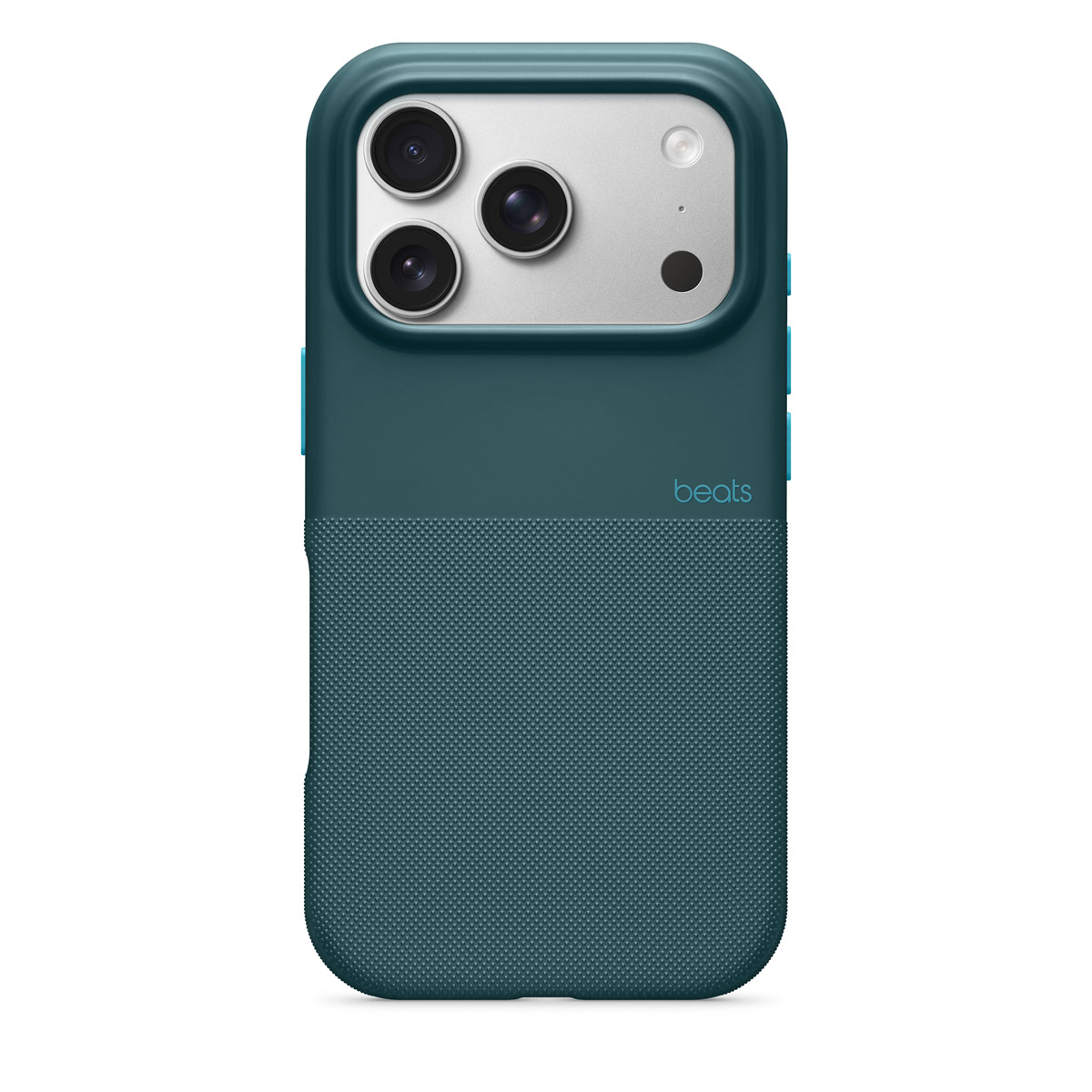 Close-up of Beats iPhone 17 Pro Rugged Case in Rocky Blue