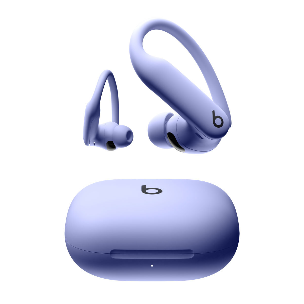 Close-up of Powerbeats Pro 2 in Hyper Purple with Wired 2025 Recommends badge.